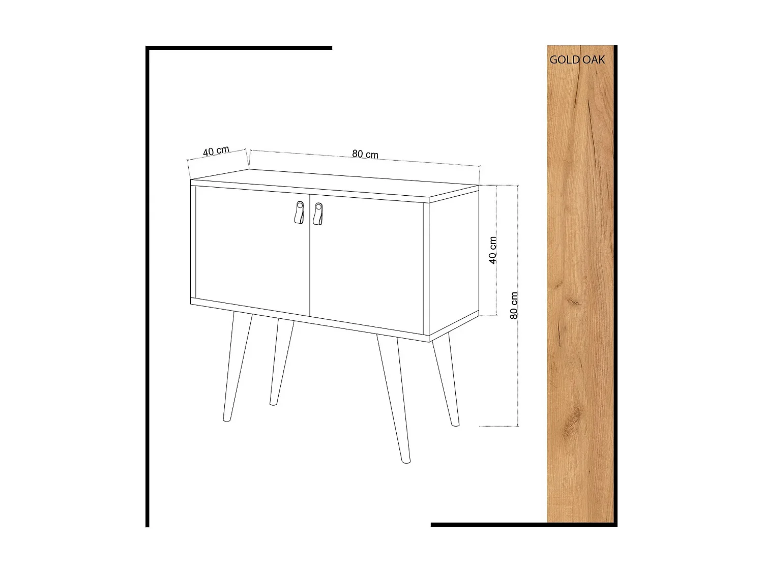 Aparador Rebecca color roble Blanco 80x40x80 cm