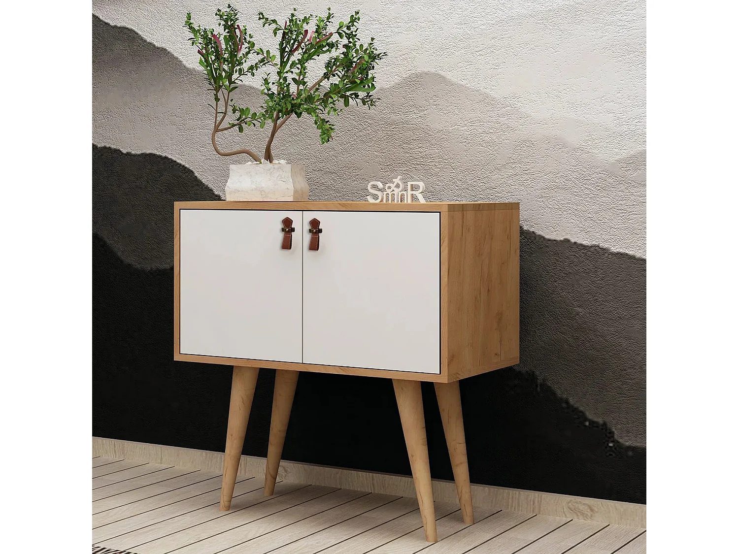 Aparador Rebecca color roble Blanco 80x40x80 cm