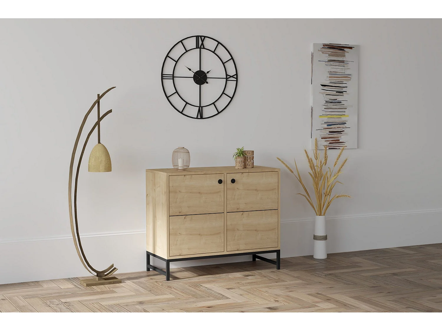 Buffet – 90 cm x 75 cm x 40 cm – Noir/Saphir – Mélamine