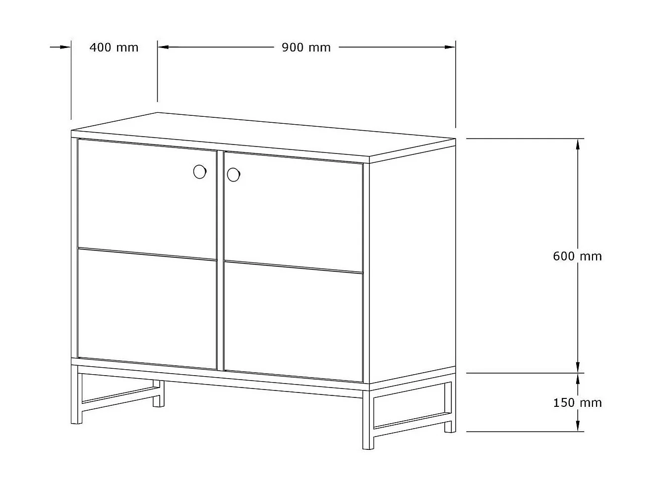 Buffet – 90 cm x 75 cm x 40 cm – Noir/Saphir – Mélamine
