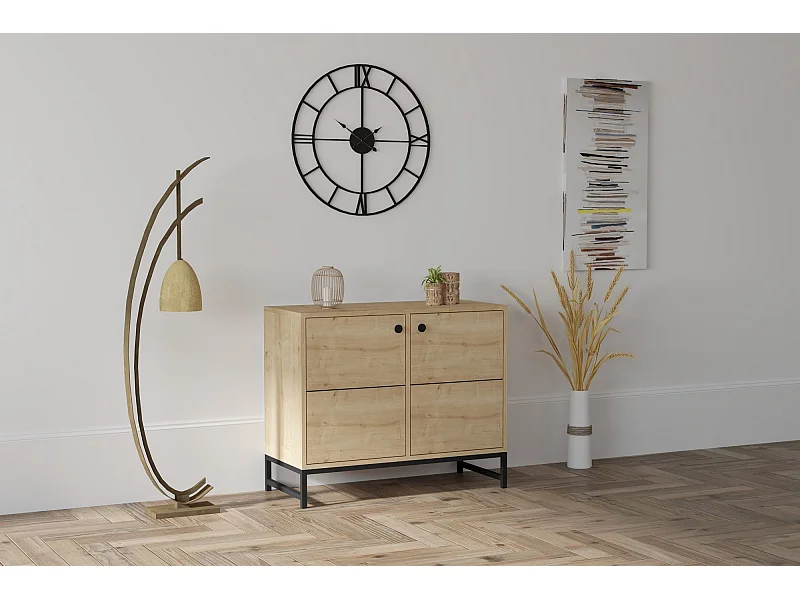 Buffet – 90 cm x 75 cm x 40 cm – Noir/Saphir – Mélamine