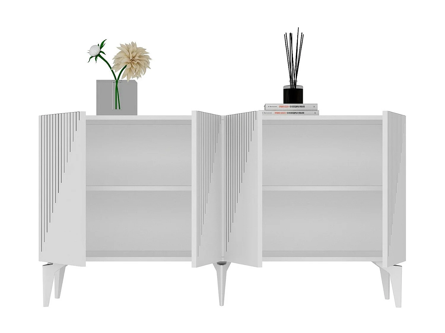 Aparador – 150 cm x 79 cm x 40 cm – Branco – Painel de partículas revestido a melamina