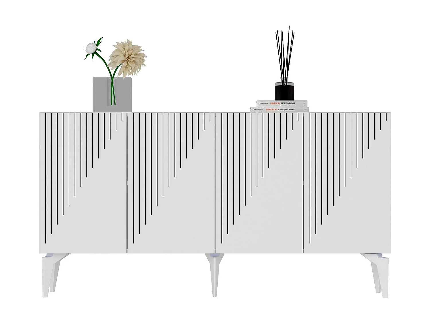 Aparador – 150 cm x 79 cm x 40 cm – Branco – Painel de partículas revestido a melamina