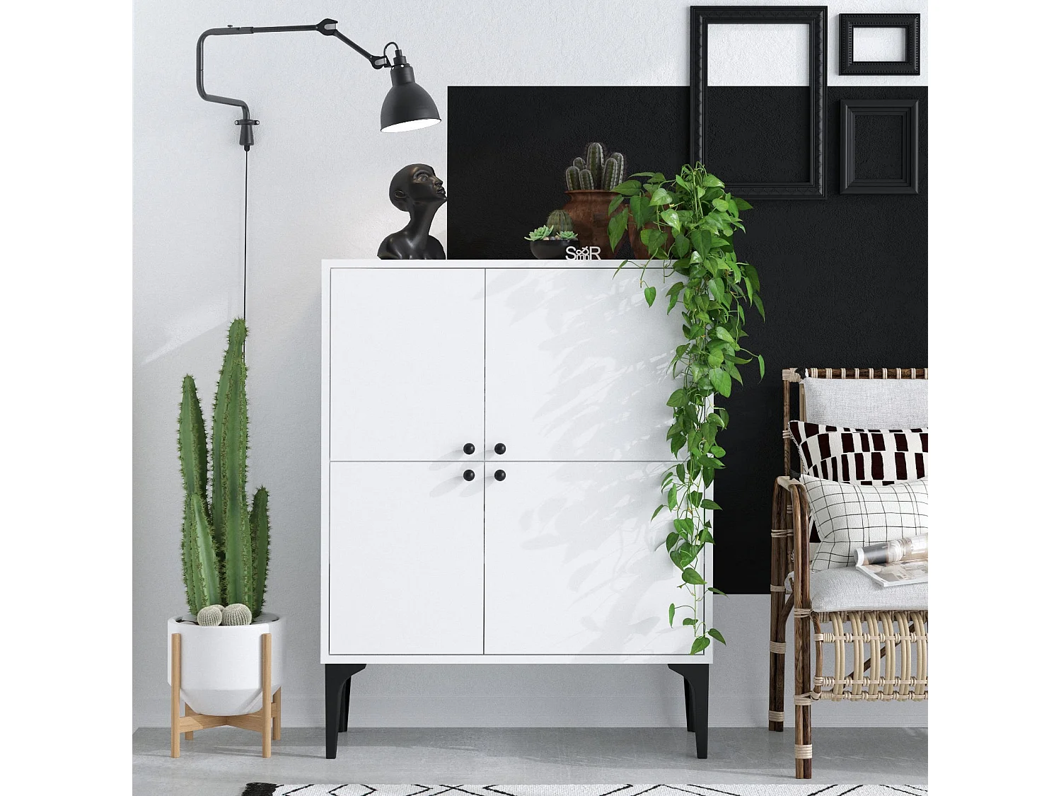 Aparador Moon blanco 90x35x115 cm