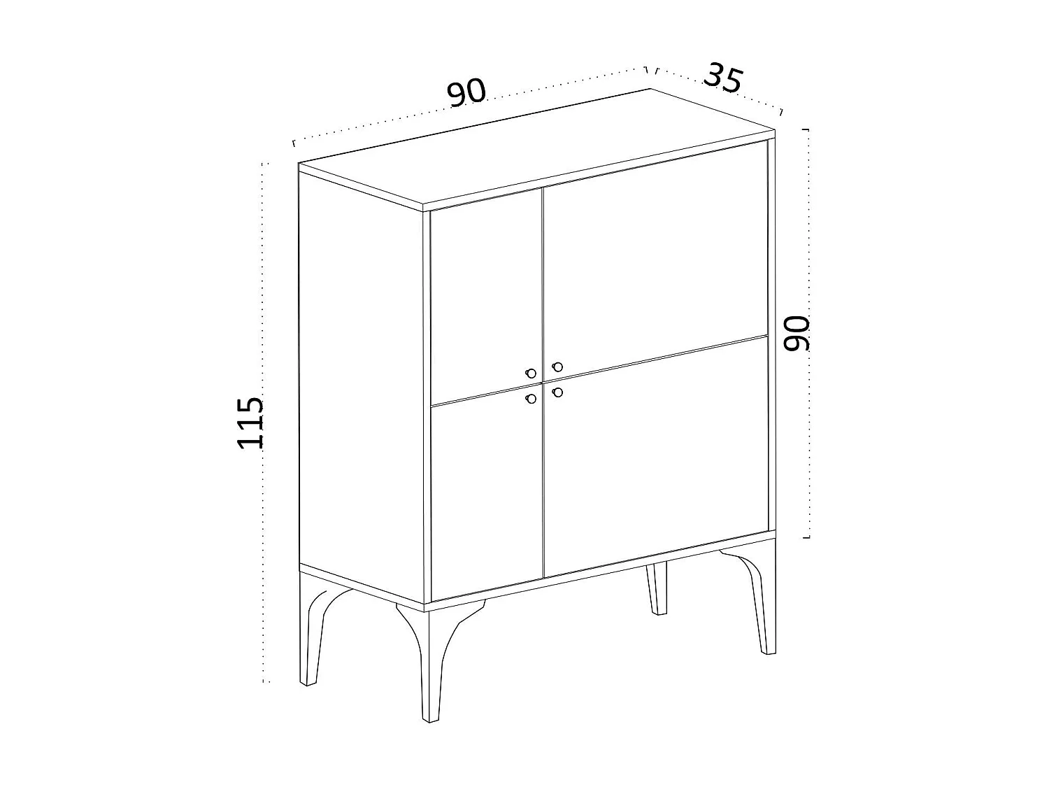 Aparador Moon blanco 90x35x115 cm
