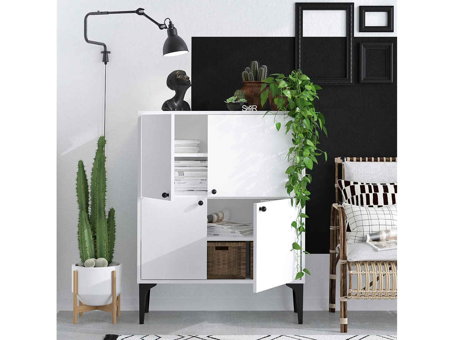 Aparador Moon blanco 90x35x115 cm