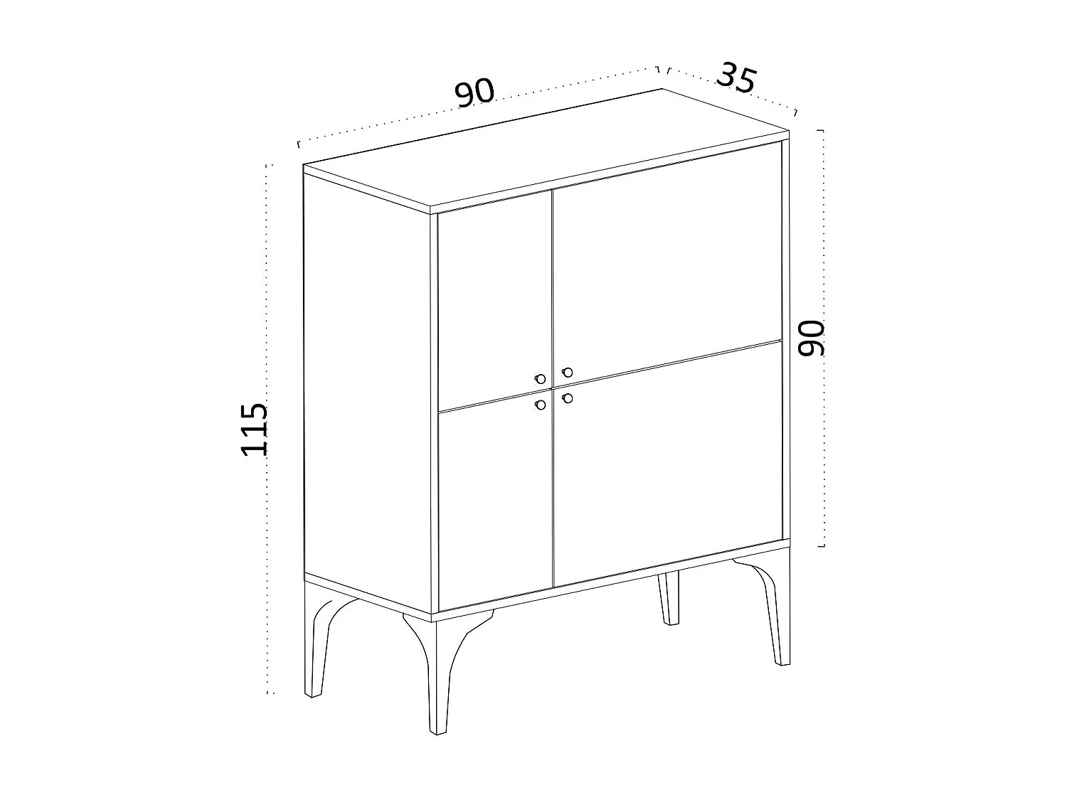 Aparador Moon blanco 90x35x115 cm