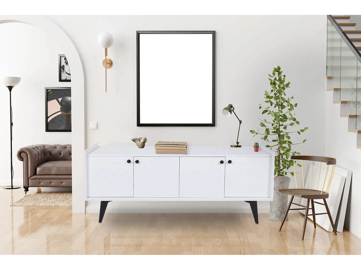 Aparador – 150 cm x 40 cm x 62 cm – Branco – Painéis de partículas revestidos a melamina