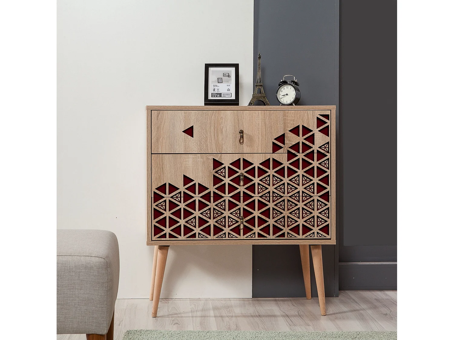 Cómoda Trio-122 sonoma color roble 80x40x90 cm