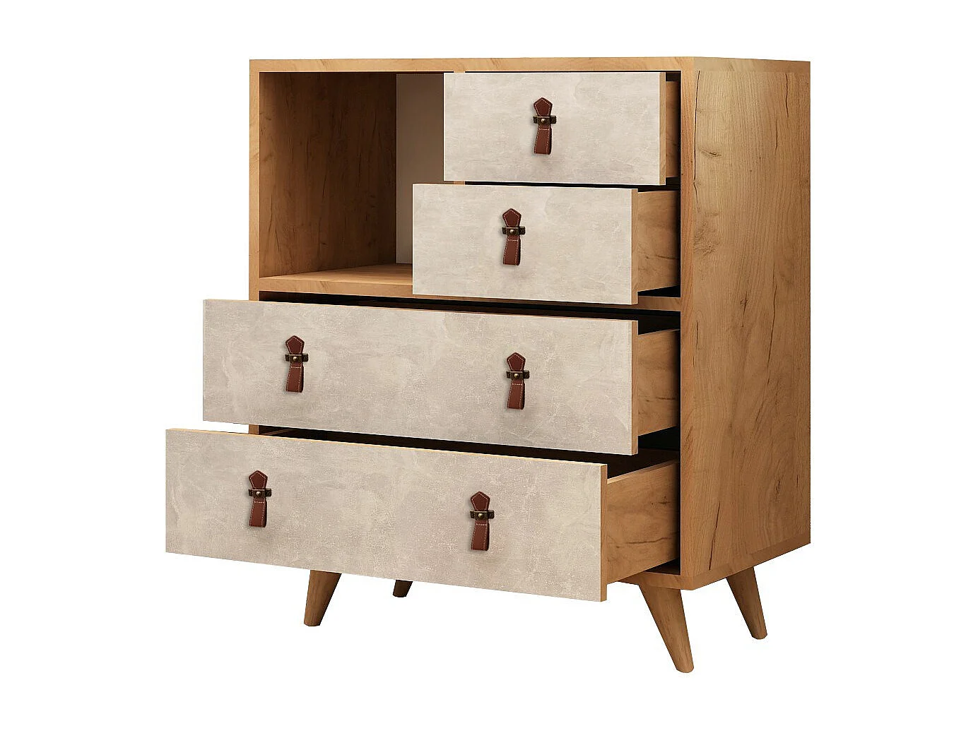 Cómoda Witlof color roble Blanco 70x40x88.6 cm