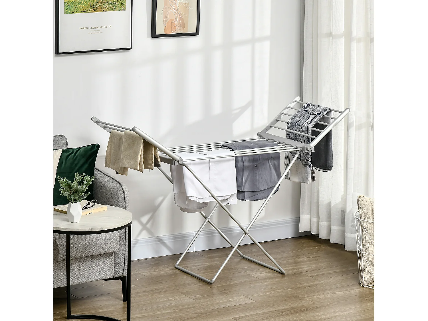 Stendino elettrico riscaldato con ali pieghevole in alluminio