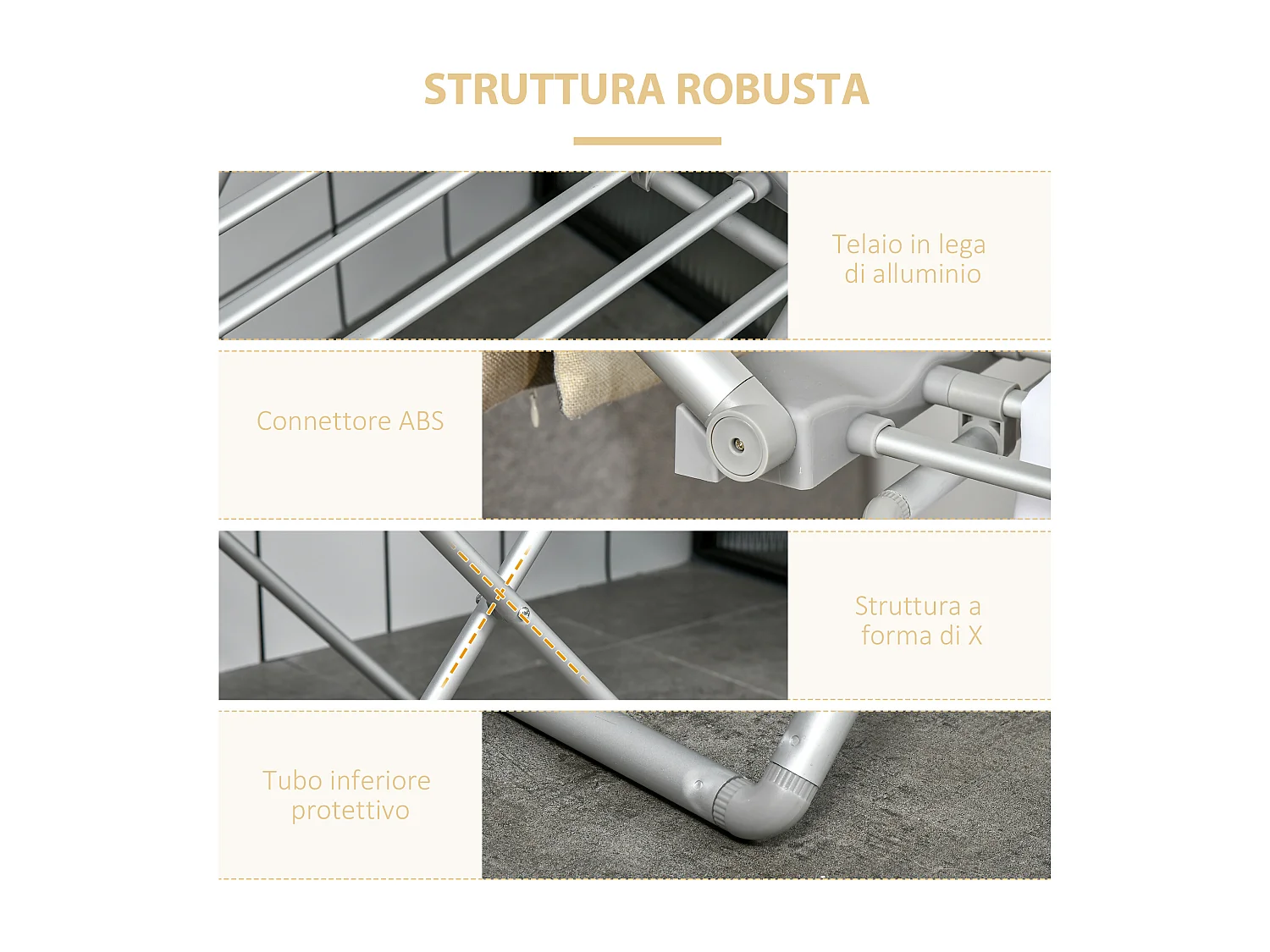 Stendino elettrico riscaldato con ali pieghevole in alluminio