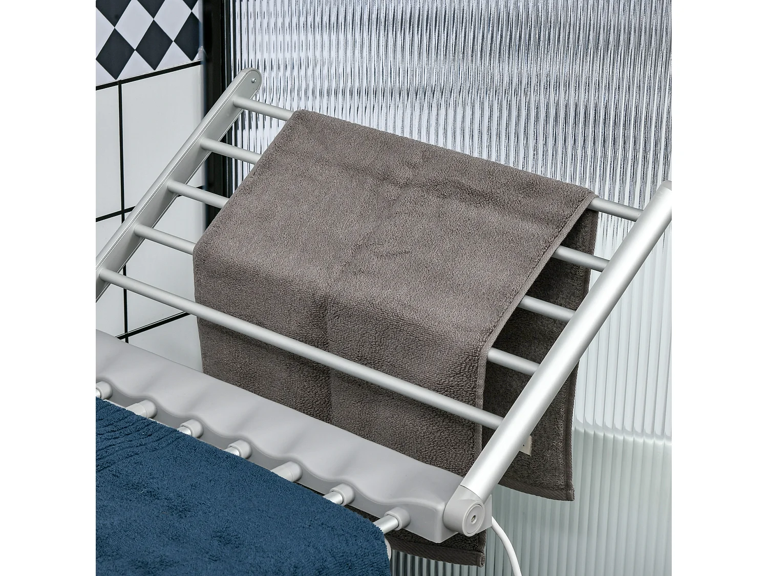 Stendino elettrico riscaldato con ali pieghevole in alluminio