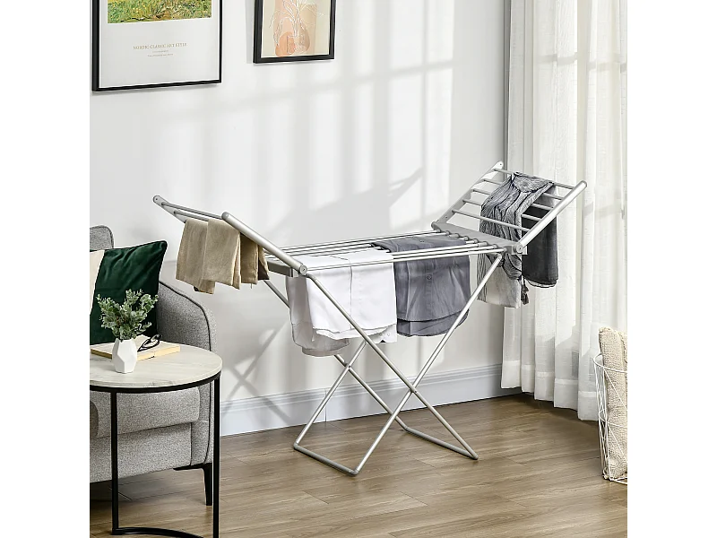 Stendino elettrico riscaldato con ali pieghevole in alluminio