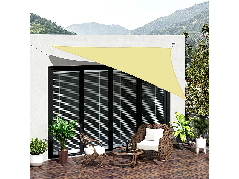 Tenda a vela triangolare parasole in poliestere 600x600x600 cm gialla