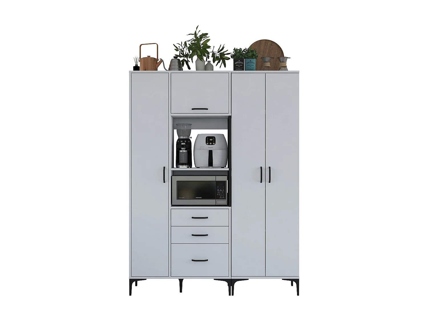 Armário Alto de Cozinha Stella - Branco Moderno e Funcional