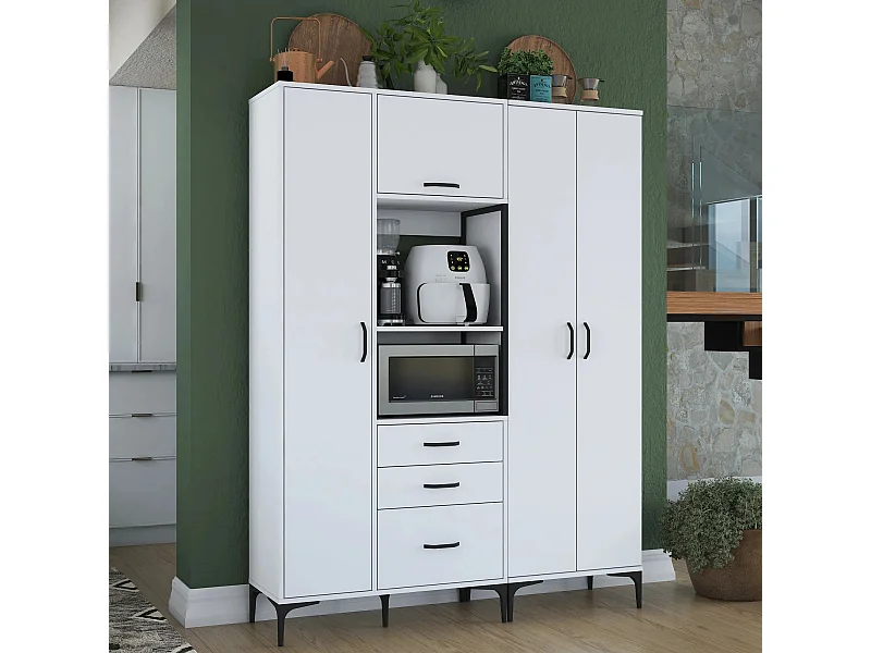 Armário Alto de Cozinha Stella - Branco Moderno e Funcional