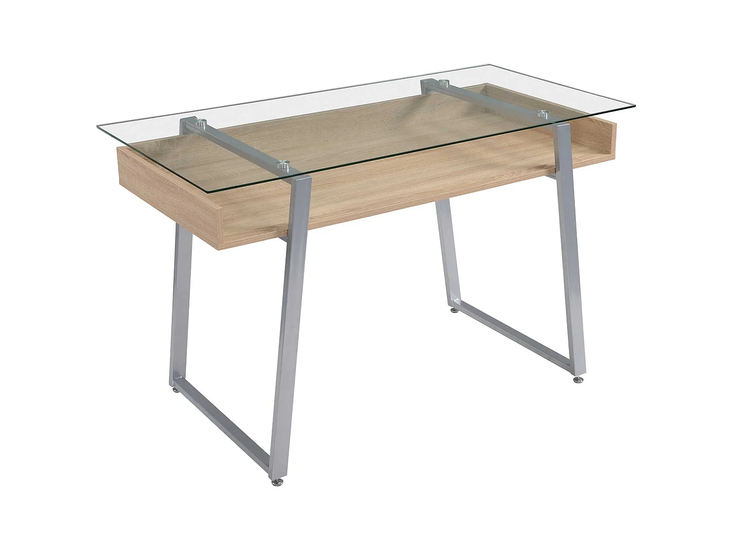 Scrivania da computer con piano in vetro temperato multicolore