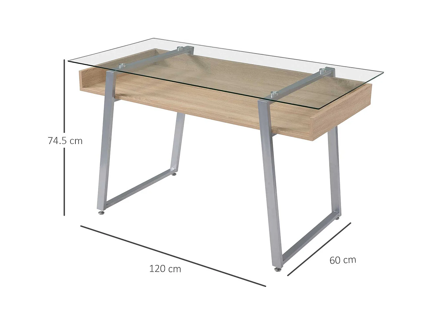 Scrivania da computer con piano in vetro temperato multicolore