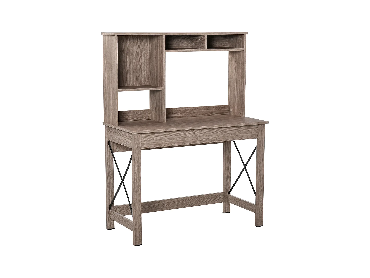 Scrivania scaffale con libreria sopra in legno color legno