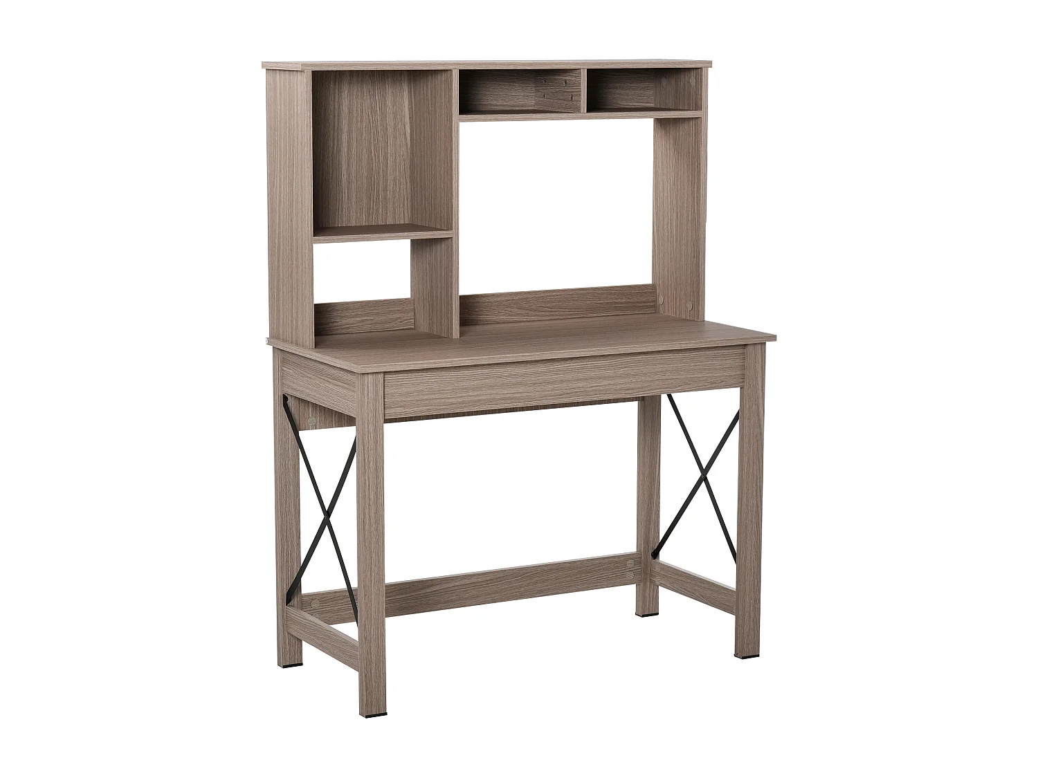 Scrivania scaffale con libreria sopra in legno color legno