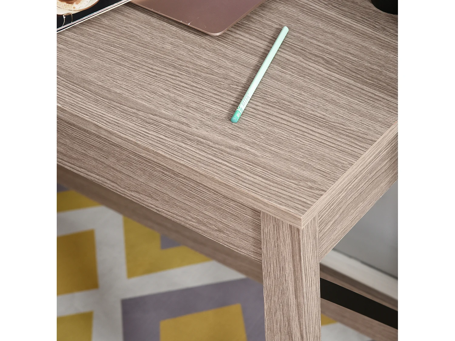 Scrivania scaffale con libreria sopra in legno color legno