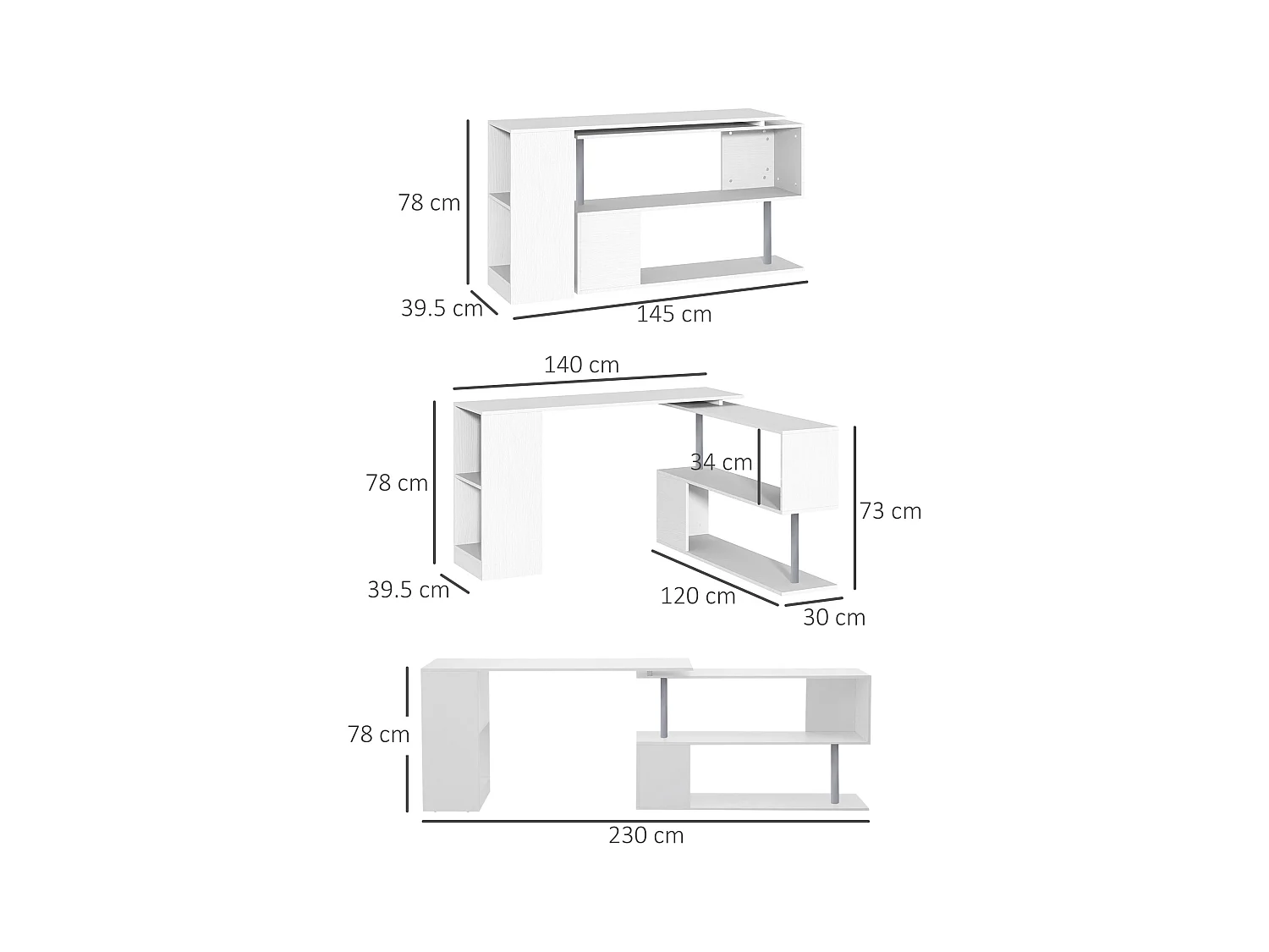Scrivania moderna e angolare per pc da camera o ufficio