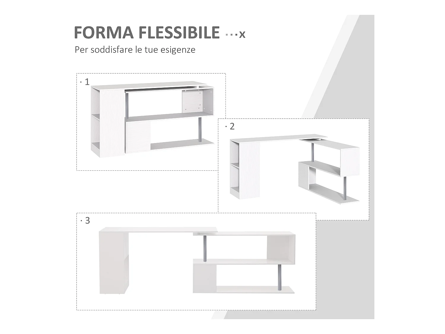 Scrivania moderna e angolare per pc da camera o ufficio