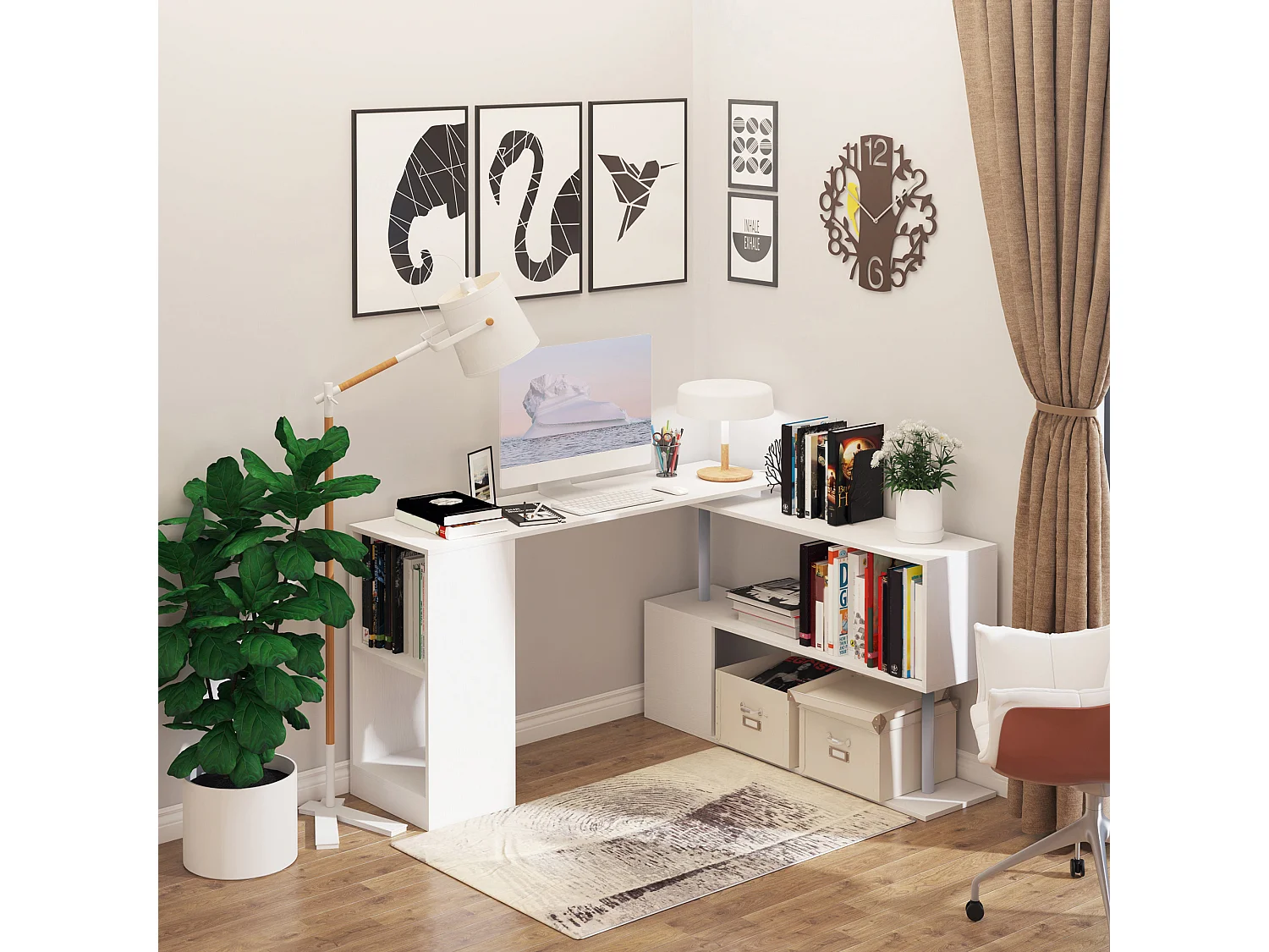 Scrivania moderna e angolare per pc da camera o ufficio