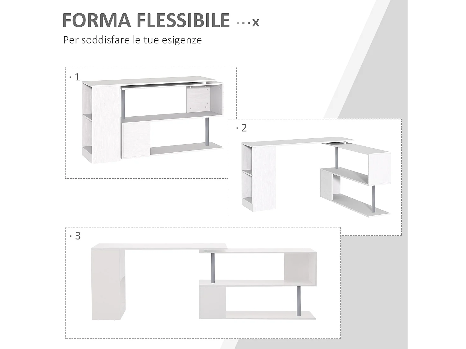 Scrivania moderna e angolare per pc da camera o ufficio
