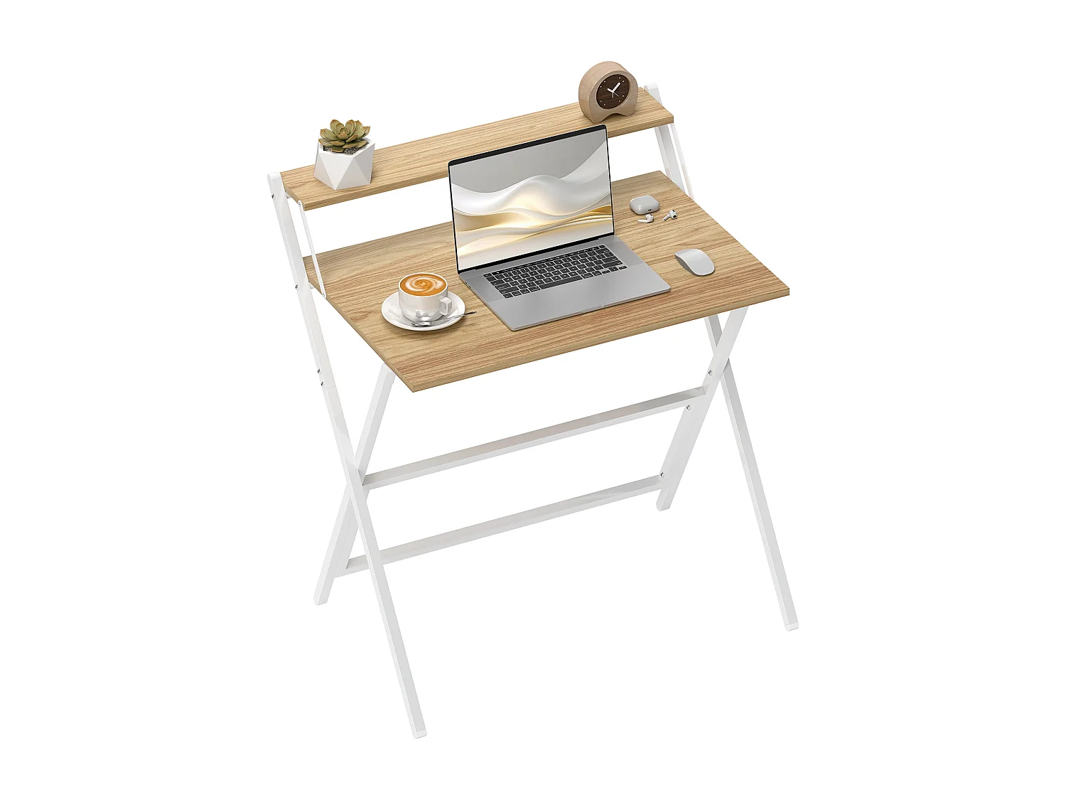 Scrivania pieghevole salvaspazio con ripiano supporto monitor legno