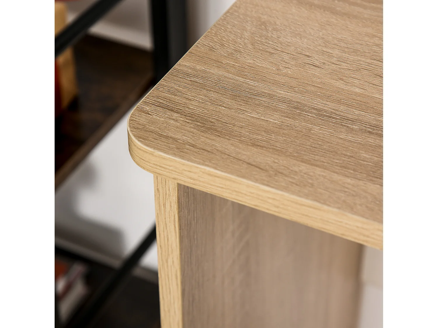 Scrivania moderna con 3 ripiani 100x44x74cm in legno bianco e quercia