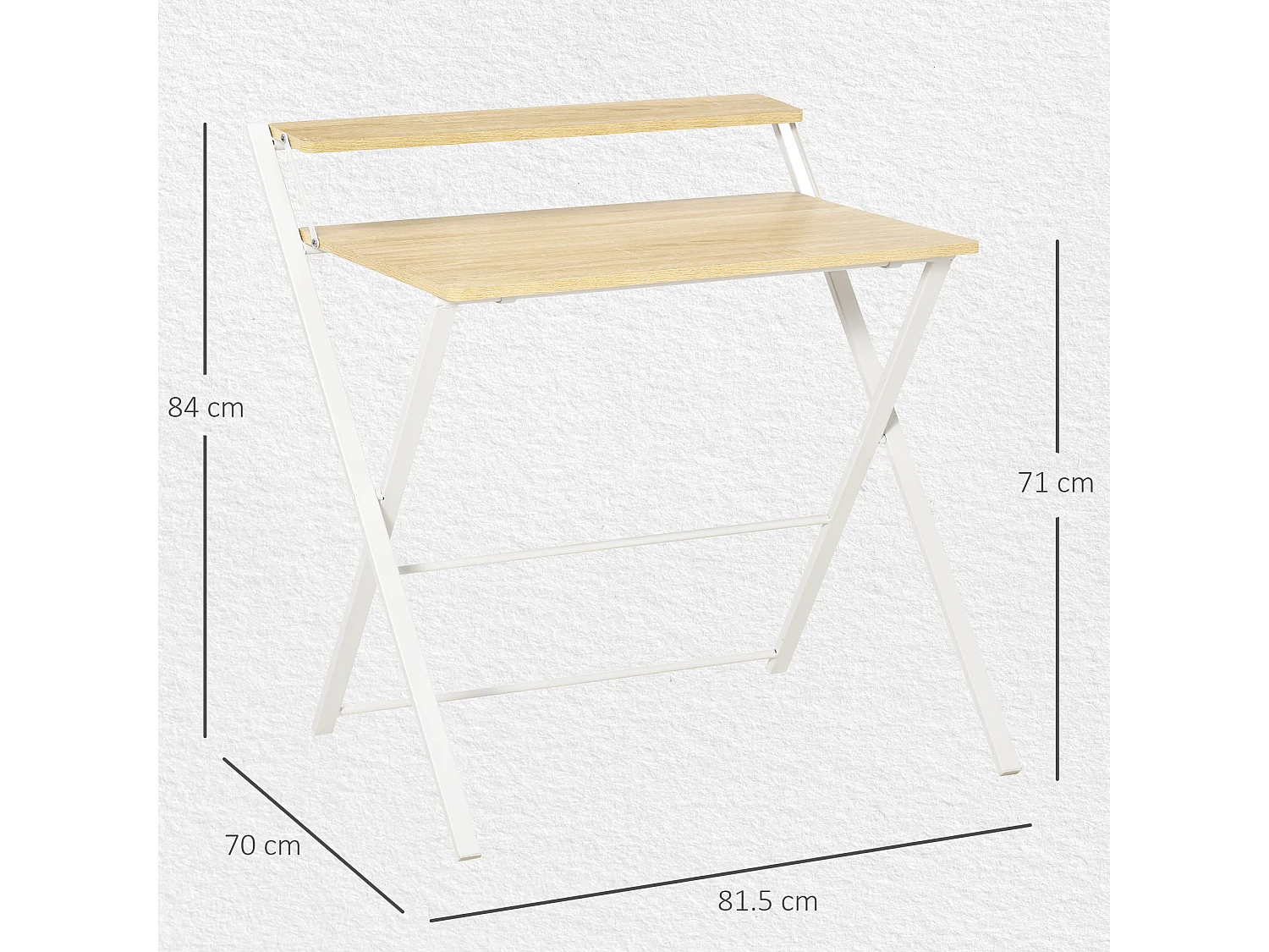 Scrivania pieghevole con mensola legno e metallo 81.5x70x84cm