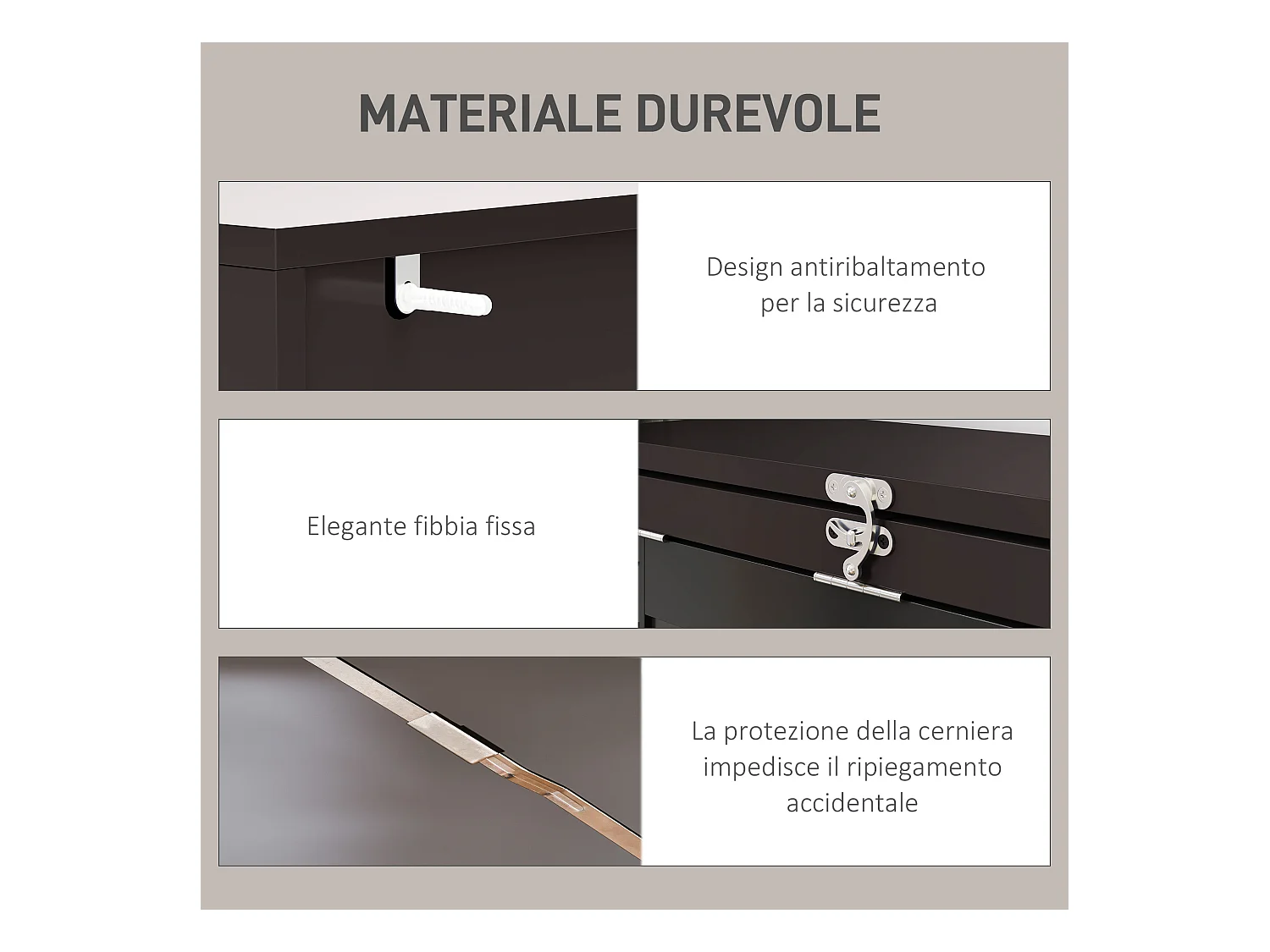 Scrivania pieghevole moderna con libreria e lavagna marrone