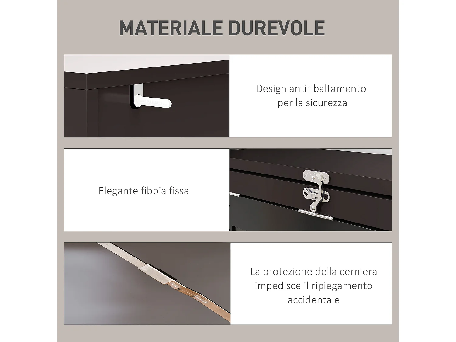 Scrivania pieghevole moderna con libreria e lavagna marrone