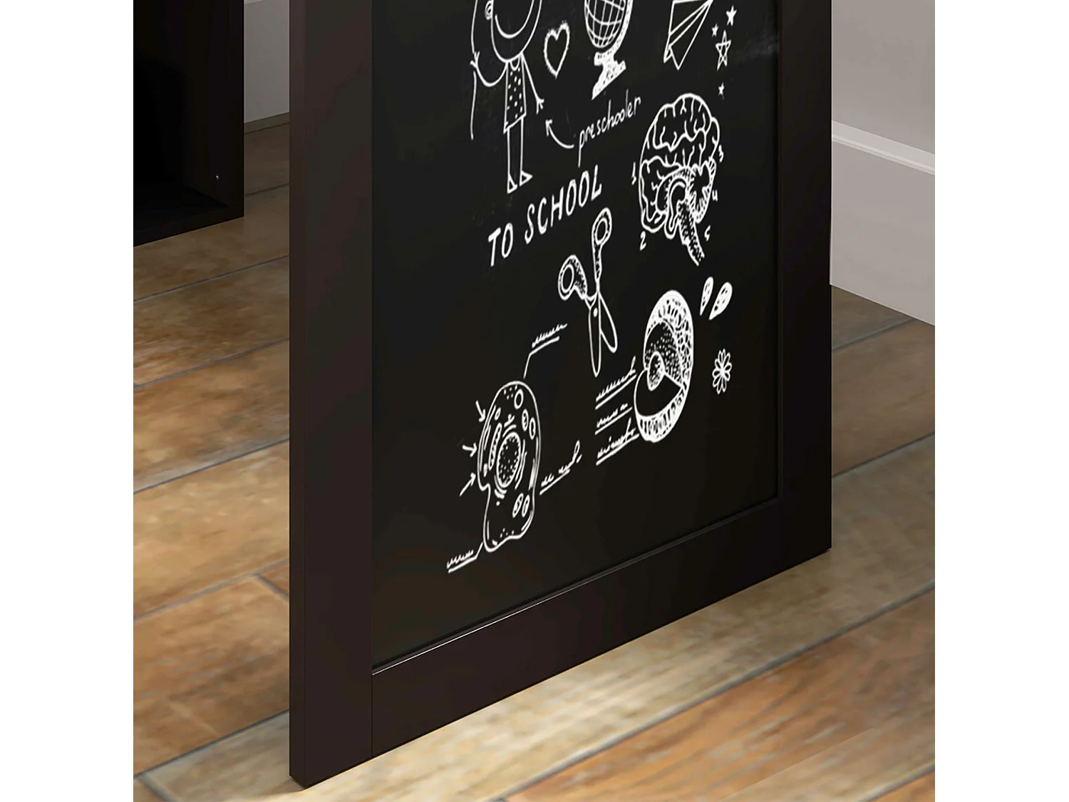 Scrivania pieghevole moderna con libreria e lavagna marrone