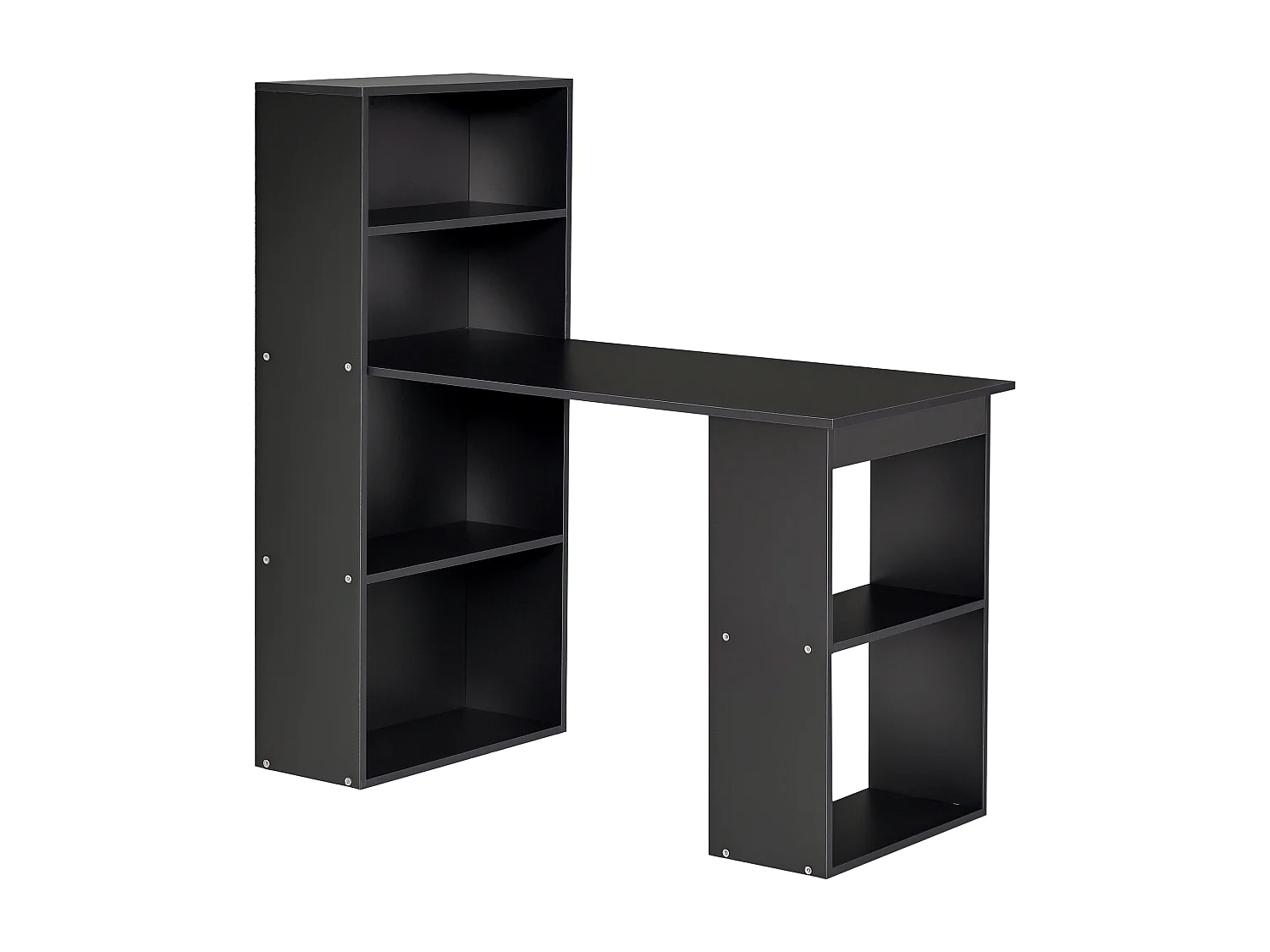 Scrivania pc in legno con 6 ripiani portaoggetti nero