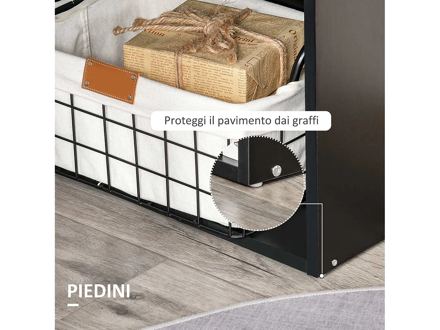 Scrivania pc in legno con 6 ripiani portaoggetti nero