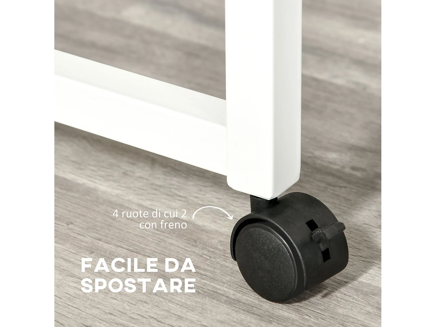 Doppia scrivania ufficio e camera con cassetti e ruote bianco