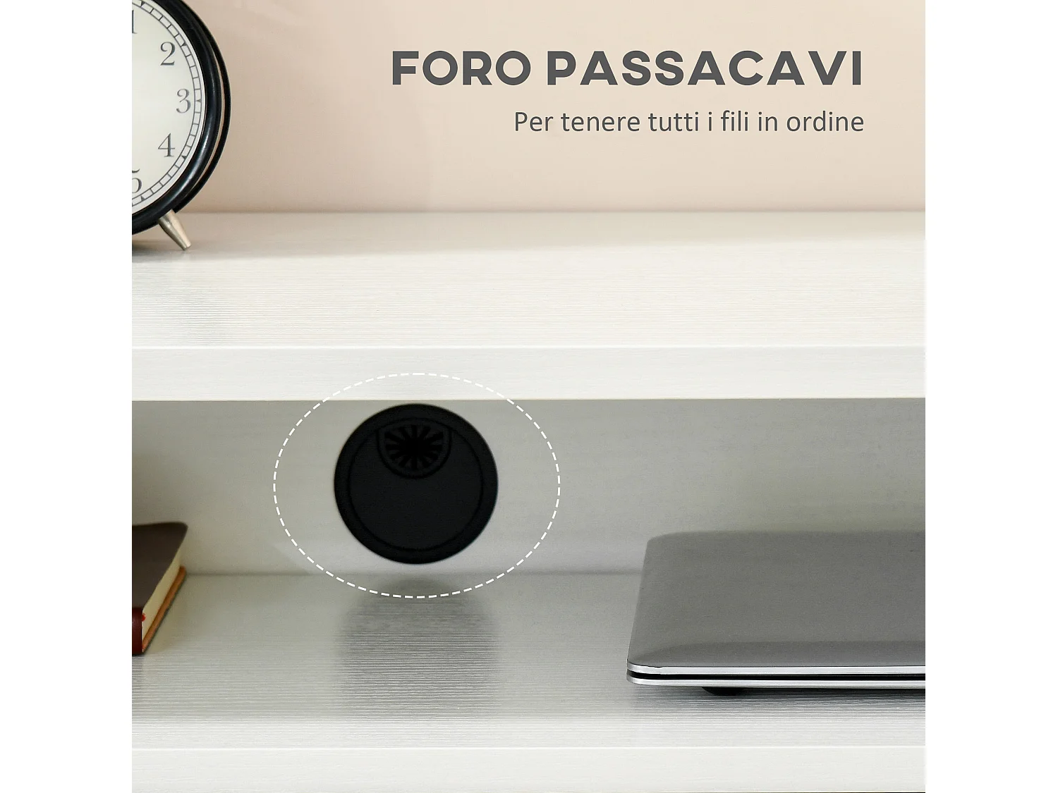 Doppia scrivania ufficio e camera con cassetti e ruote bianco