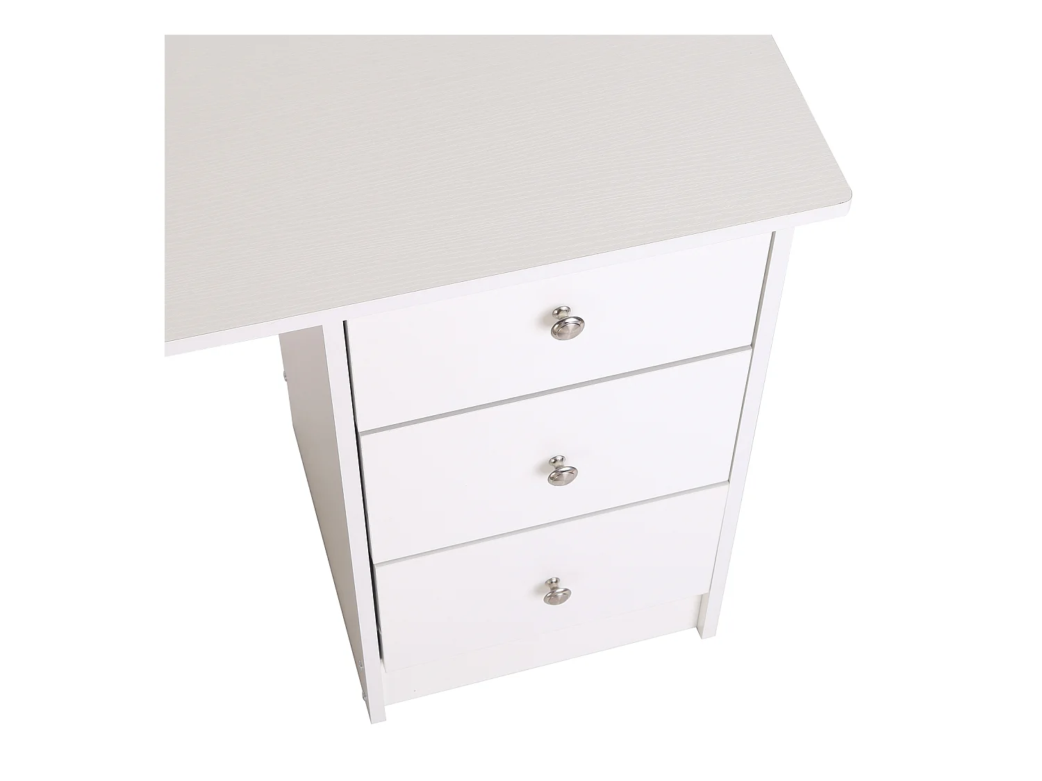 Scrivania porta pc con cassettiera e ripiani in legno bianco