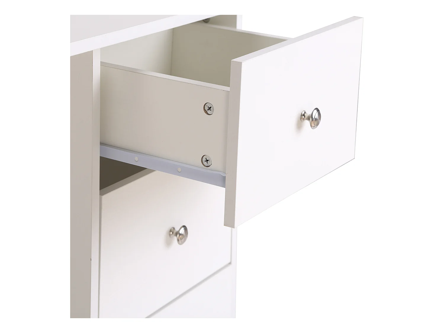 Scrivania porta pc con cassettiera e ripiani in legno bianco