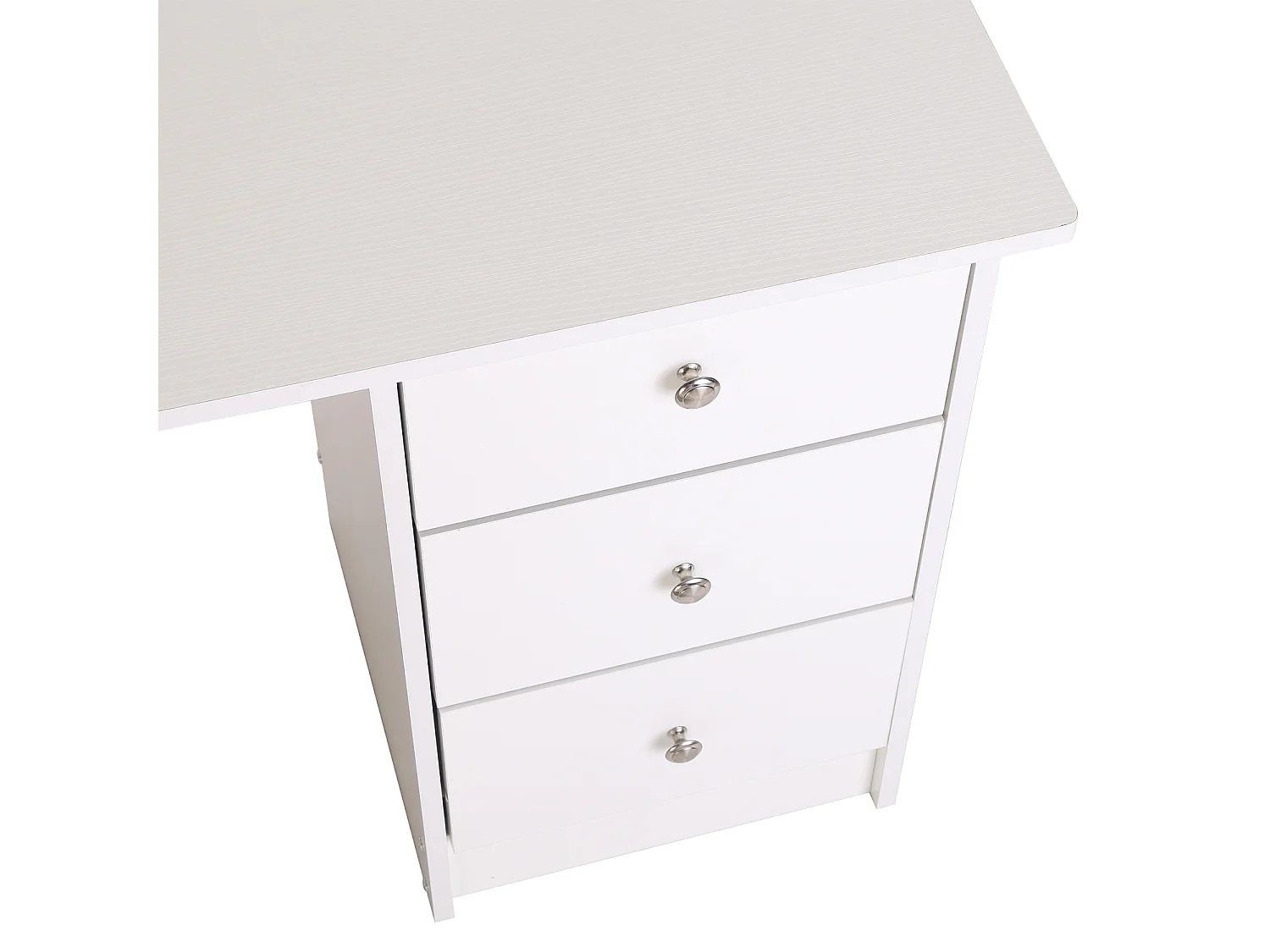 Scrivania porta pc con cassettiera e ripiani in legno bianco