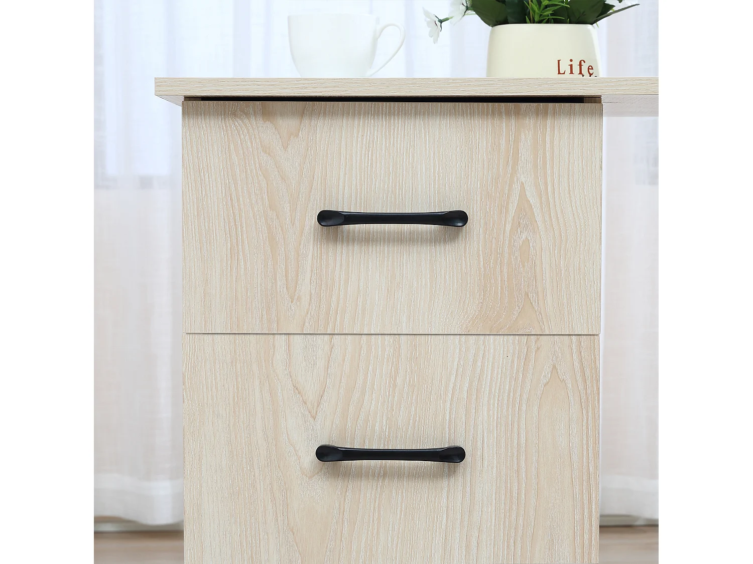 Scrivania pc per camera con 3 cassetti e 3 scaffali in legno