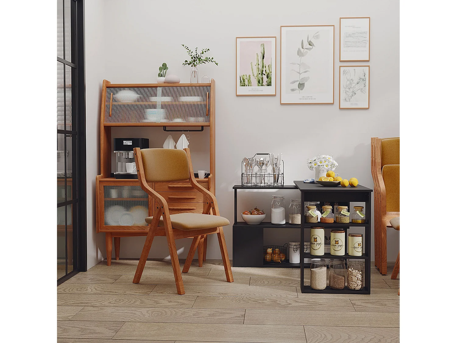 Scrivania angolare con piano girevole e 5 ripiani nero