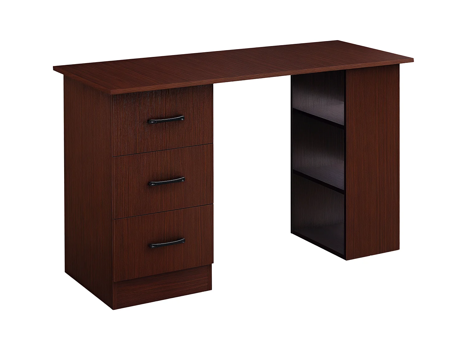 Scrivania per camera e ufficio 3 cassetti 3 ripiani reversibili