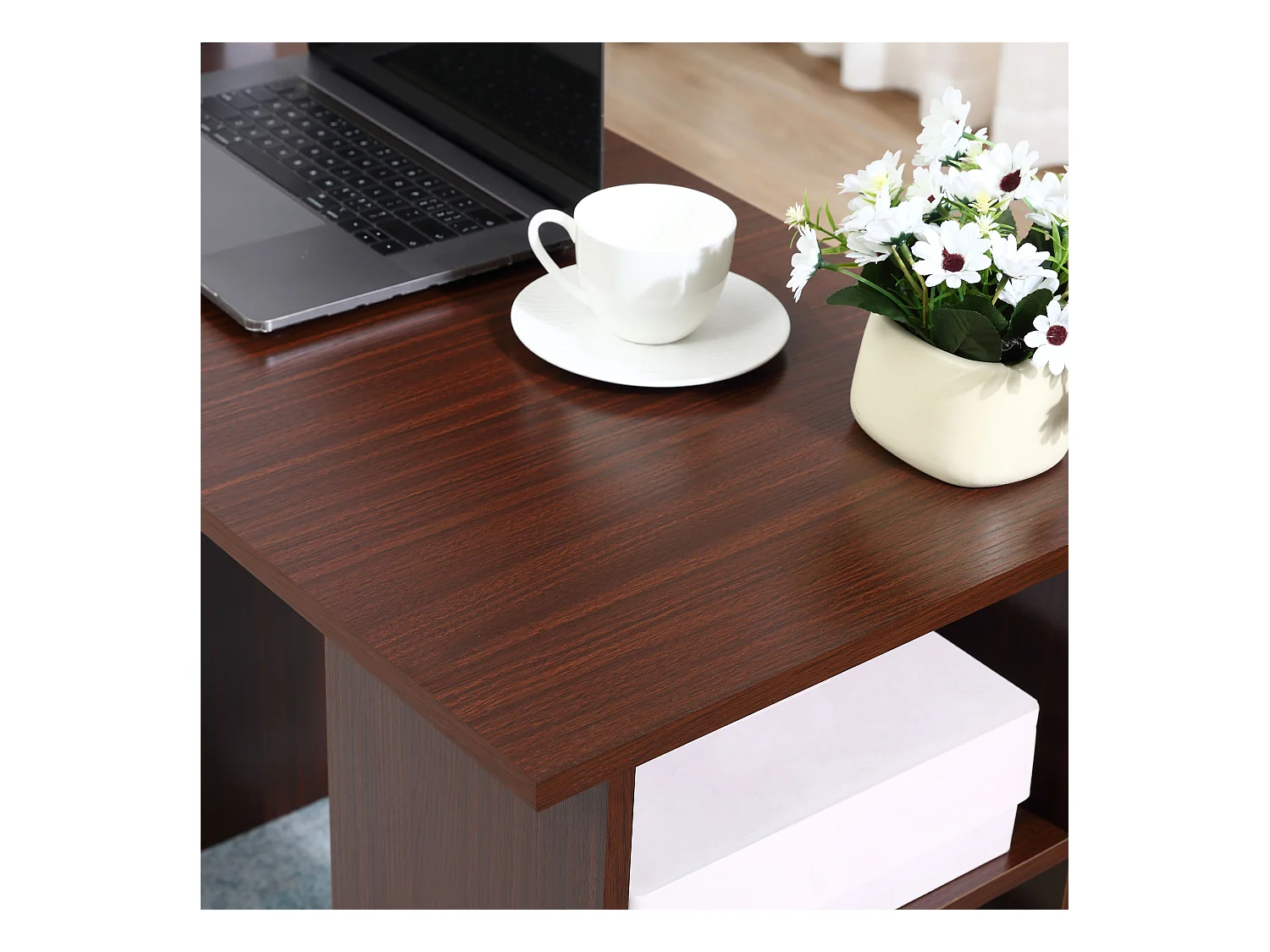 Scrivania per camera e ufficio 3 cassetti 3 ripiani reversibili