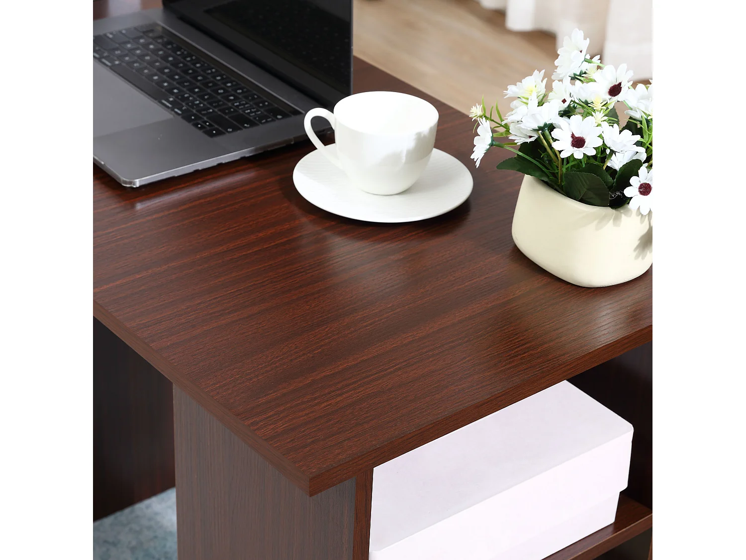 Scrivania per camera e ufficio 3 cassetti 3 ripiani reversibili