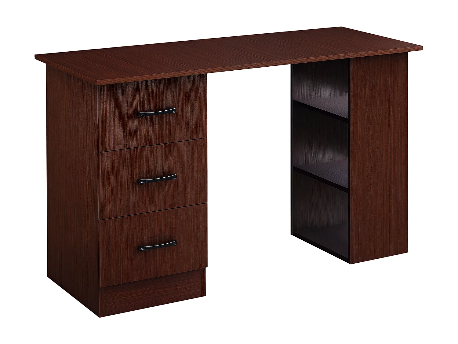 Scrivania per camera e ufficio 3 cassetti 3 ripiani reversibili