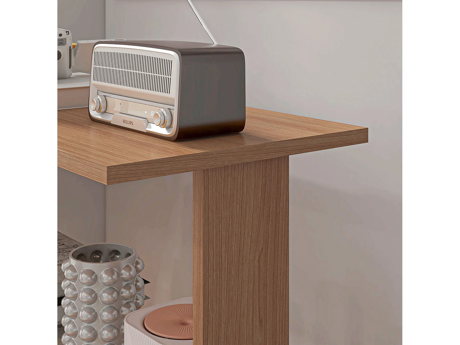 Scrivania Angolare per PC Girevole con 5 Ripiani in Truciolato